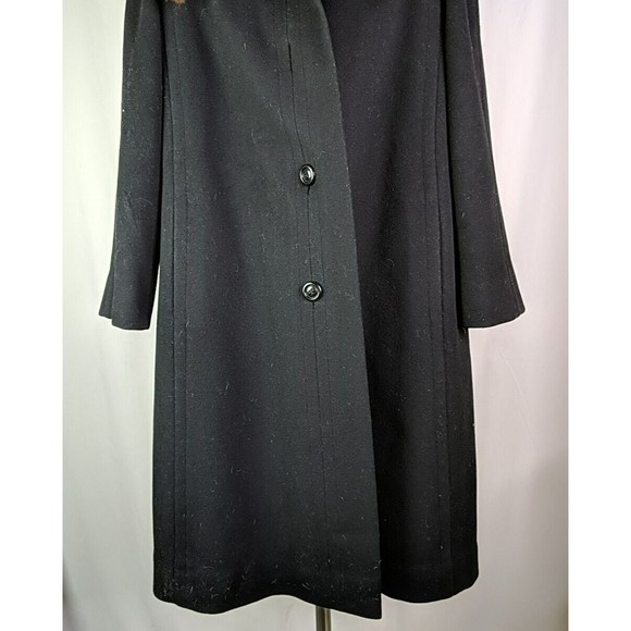 Auckie Sanft Black Pure Virgin Wool Coat Fur Collar Montreal Vintage Overcoat M - Picture 6 of 10
